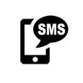 Sort hvid SMS ikon, igennem VePlan kan der sendes SMS og mails som opdaterer kunder om projektets status.